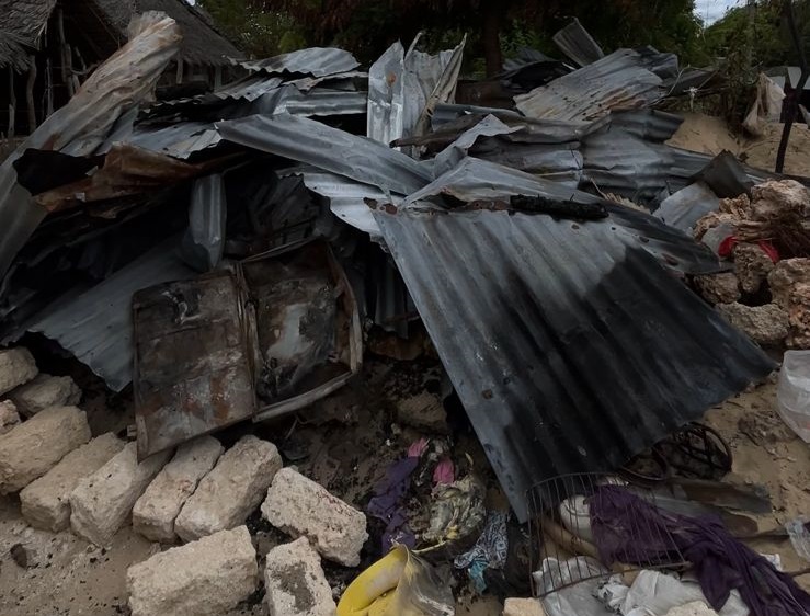 Remains of Mama Supa's house after fire